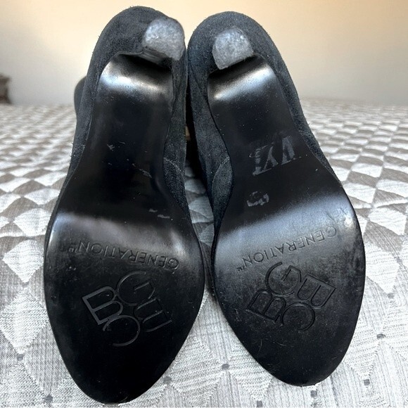 BCBGeneration Dishy Black Suede Platform Heeled Boots Women’s Size 9 - Picture 10 of 12